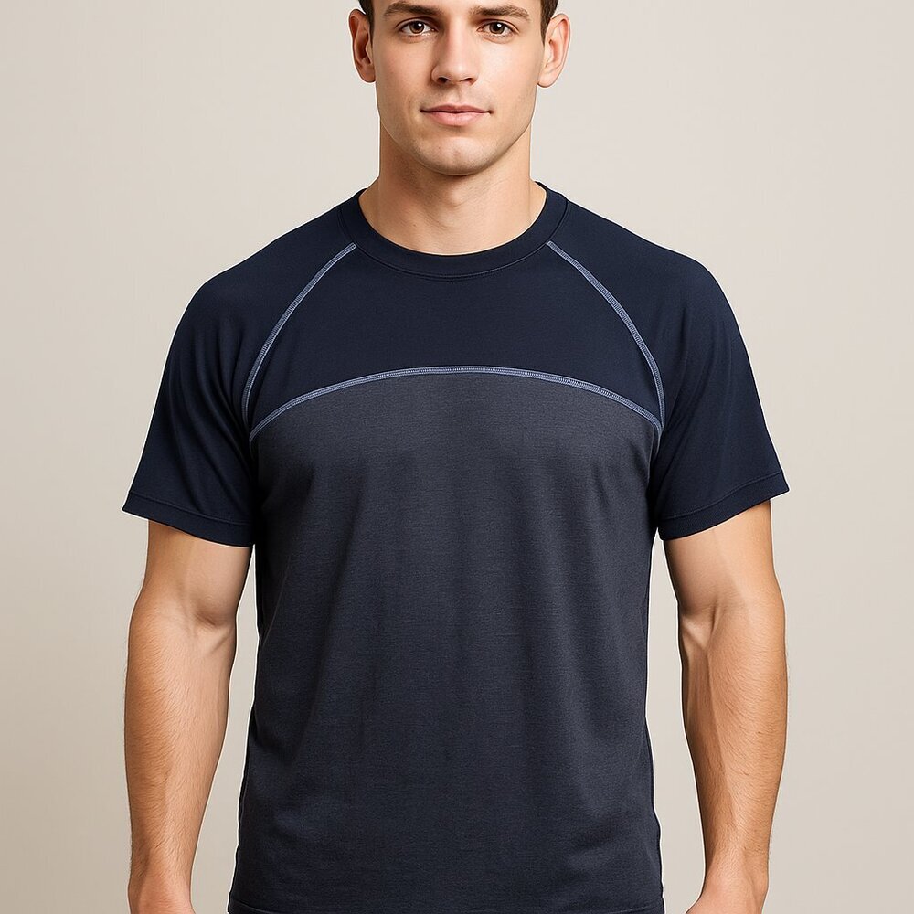 Zobha‎ Athletic T-shirt Mens Medium Black Gray Tee Activewear Arm Pocket